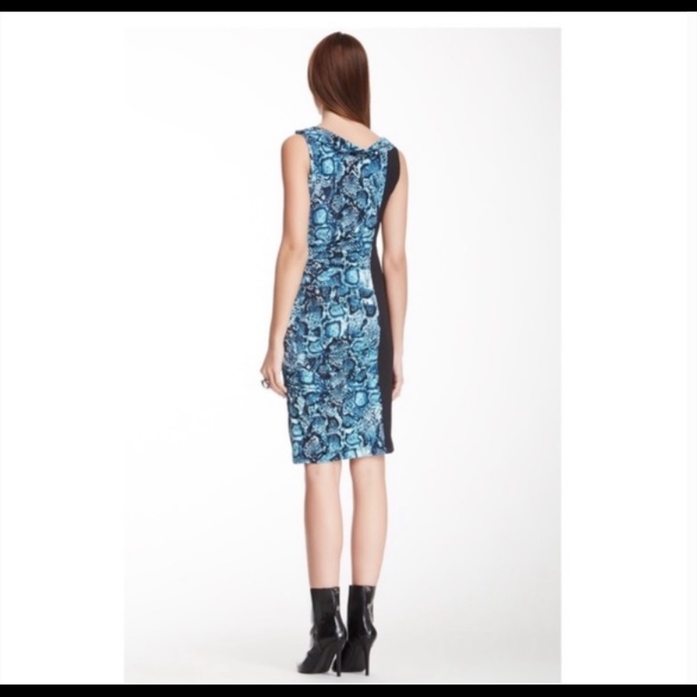 BCBG Blue Snakeskin and Black Dress Size XS - Picture 3 of 10